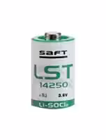 LS14250 STD F UK.: Battery, 3.6 V, 1/2AA, Lithium Thionyl Chloride, 1.2 Ah, Raised Positive and Flat Negative, 1