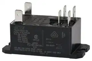 T92P7D22-24 — Power Relay, DPST-NO, 24 VDC, 30 A, T92 Series, Panel Mount, Non Latching