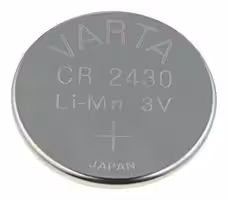 6430101501: Battery, Coin Cell, Single Cell, 3 V, 2430, Lithium Manganese Dioxide, 280 mAh, Pressure Contact, 1