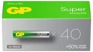 GPPCA24AU005: Battery, 1.5 V, AAA, Alkaline, Raised Positive and Flat Negative, 40