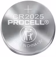 PC2025: Battery, 3 V, CR2025, Lithium Manganese Dioxide, 185 mAh, Pressure Contact, 5