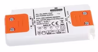 SNP6-12VF: LED Driver, 6 W, 12 VDC, 500 mA, Constant Voltage, 200 V