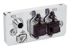 MICSX-CPNNZZZZ1: System Plug, 5 Pin L-Coded M12 Connector, 2 x RJ45 Connector, microScan3 Series Scanners