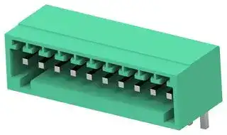 1-2842530-0: Terminal Block, 1Row, Green, Header, 2.5 mm, 10 Ways, 4 A, 150 V, Through Hole Right Angle