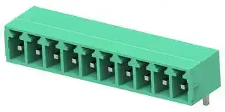 1-2842504-0: Terminal Block, 1Row, Green, Header, 3.81 mm, 10 Ways, 8 A, 300 V, Through Hole Right Angle