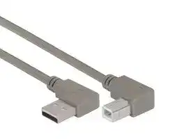 CA90LA-90LB-1M: USB Cable, 90° Type A Plug to 90° Type B Plug, 1 m, 3.3 ft, USB 2.0, Grey