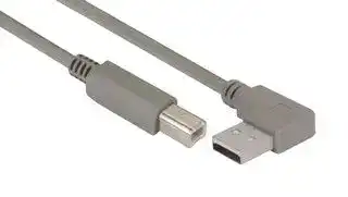 CA90LA-B-1M: USB Cable, 90° Type A Plug to Type B Plug, 1 m, 3.3 ft, USB 2.0, Grey