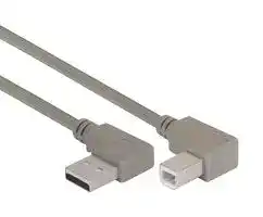 CA90LA-RB-05M: USB Cable, 90° Type A Plug to 90° Type B Plug, 500 mm, 19.7 ft, USB 2.0, Grey