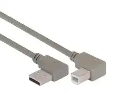 CA90LA-RB-075M: USB Cable, 90° Type A Plug to 90° Type B Plug, 750 mm, 29.5 ft, USB 2.0, Grey