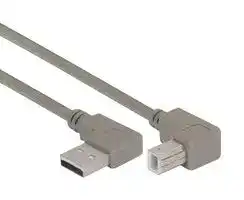 CA90LA-UB-5M: USB Cable, 90° Type A Plug to 90° Type B Plug, 5 m, 16.4 ft, USB 2.0, Grey