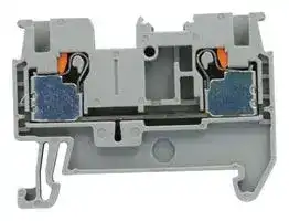 MP012091: DIN Rail Mount Terminal Block, 2 Ways, 26 AWG, 12 AWG, 2.5 mm², Push In, 24 A