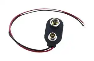 29-130: Battery Clip Connector, Snap On, PP3 9V, Bare End Leads