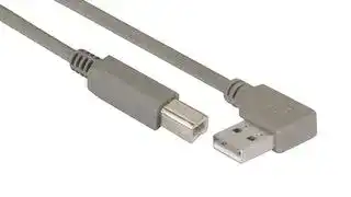 CA90RA-B-1M: USB Cable, 90° Type A Plug to Type B Plug, 1 m, 3.3 ft, USB 2.0, Grey