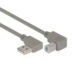 CA90RA-DB-03M: USB Cable, 90° Type A Plug to 90° Type B Plug, 300 mm, 11.8 ft, USB 2.0, Grey