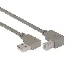 CA90RA-DB-5M: USB Cable, 90° Type A Plug to 90° Type B Plug, 5 m, 16.4 ft, USB 2.0, Grey