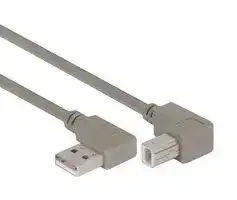 CA90RA-UB-03M: USB Cable, 90° Type A Plug to 90° Type B Plug, 300 mm, 11.8 ft, USB 2.0, Grey