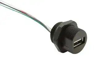 PXP0023/A/0M25/FL: USB Cable, Sealed Type A Receptacle to Free End, 250 mm, 9.9 ", USB 2.0, Black