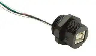 PXP0023/B/0M25/FL: USB Cable, Sealed Type B Receptacle to Free End, 250 mm, 9.9 ", USB 2.0, Black