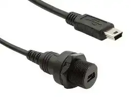 PXP0025/MB/0M30/MB: USB Cable, Mini Sealed Type B Receptacle to Mini Type B Plug, 300 mm, 11.8 ", USB 2.0, Black