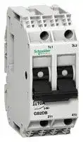 GB2DB06: Thermal Magnetic Circuit Breaker, Toggle Control, TeSys GB2 Series, 1 A, 2 Pole, 48 V, 415 V