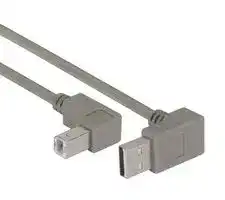 CA90UA-90DB-03M: USB Cable, 90° Type A Plug to 90° Type B Plug, 300 mm, 11.8 ft, USB 2.0, Grey