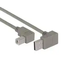 CA90UA-90DB-075M: USB Cable, 90° Type A Plug to 90° Type B Plug, 750 mm, 29.5 ft, USB 2.0, Grey