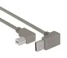 CA90UA-90LB-05M: USB Cable, 90° Type A Plug to 90° Type B Plug, 500 mm, 19.7 ft, USB 2.0, Grey