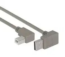 CA90UA-90LB-1M: USB Cable, 90° Type A Plug to 90° Type B Plug, 1 m, 3.3 ft, USB 2.0, Grey