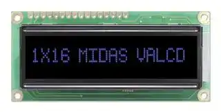MC11605A12W-VNMLB: Alphanumeric LCD, 16 x 1, Blue on Black, 5V, Parallel, English, Japanese, Transmissive