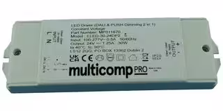 MP011870: LED Driver, LED Lighting, 30 W, 24 V, 1.25 A, Constant Voltage, 100 VAC