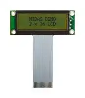 MC21603A6W-SPR-V2: Alphanumeric LCD, 16 x 2, Black on Yellow / Green, 5V, Parallel, English, Japanese, Reflective