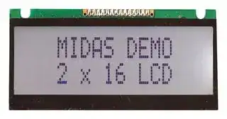 MC21605FA6WE-GPTLW: Alphanumeric LCD, 16 x 2, Black on Grey, 5V, Parallel, English, Euro, Transflective