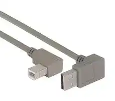 CA90UA-90RB-075M: USB Cable, 90° Type A Plug to 90° Type B Plug, 750 mm, 29.5 ft, USB 2.0, Grey