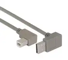CA90UA-90RB-1M: USB Cable, 90° Type A Plug to 90° Type B Plug, 1 m, 3.3 ft, USB 2.0, Grey