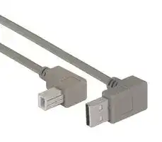 CA90UA-90UB-03M: USB Cable, 90° Type A Plug to 90° Type B Plug, 300 mm, 11.8 ft, USB 2.0, Grey