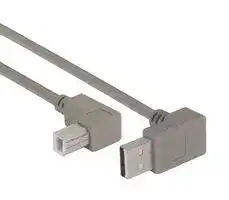 CA90UA-90UB-1M: USB Cable, 90° Type A Plug to 90° Type B Plug, 1 m, 3.3 ft, USB 2.0, Grey