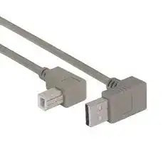 CA90UA-90UB-5M: USB Cable, 90° Type A Plug to 90° Type B Plug, 5 m, 16.4 ft, USB 2.0, Grey