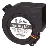 9BMB24S201: Fan Blower, Centrifugal, 24 VDC, DC, 97 mm, 33 mm, 43.1 CFM