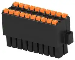 1-2842493-0: Pluggable Terminal Block, w/ Flange, Blk, 3.5 mm, 20 Ways, 24 AWG, 16 AWG, 1.3 mm², Push In