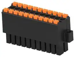 1-2842493-1: Pluggable Terminal Block, w/ Flange, Blk, 3.5 mm, 22 Ways, 24 AWG, 16 AWG, 1.3 mm², Push In