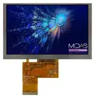 MDT0500D6IH-LVDS: TFT LCD, 5 ", 800 x 480 Pixels, Landscape, RGB, 3.3V
