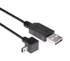 CAA-90DMB5-05M: USB Cable, Type A Plug to 90° Mini Type B Plug, 500 mm, 19.7 ft, USB 2.0, Black