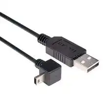CAA-90DMB5-1M: USB Cable, Type A Plug to 90° Mini Type B Plug, 1 m, 3.3 ft, USB 2.0, Black