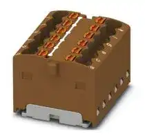3002776: Panel Mount Barrier Terminal Block, Brown, 17.5 A, 450 V, 12 Pole, Push In, 14 AWG