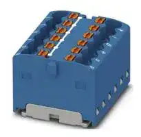 3002763: Panel Mount Barrier Terminal Block, Blue, 17.5 A, 450 V, 12 Pole, Push In, 14 AWG