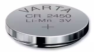 6450101501: Battery, Coin Cell, Single Cell, 3 V, 2450, Lithium Manganese Dioxide, 620 mAh, Flat Top, 1