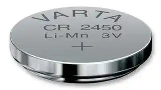6450101501: Battery, Coin Cell, Single Cell, 3 V, 2450, Lithium Manganese Dioxide, 620 mAh, Flat Top, 1