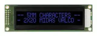 MC22005A12W-VNMLB: Alphanumeric LCD, 20 x 2, Blue on Black, 5V, Parallel, English, Japanese, Transmissive