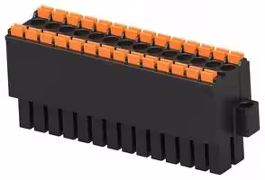 1-2842493-4: Pluggable Terminal Block, w/ Flange, Blk, 3.5 mm, 28 Ways, 24 AWG, 16 AWG, 1.3 mm², Push In