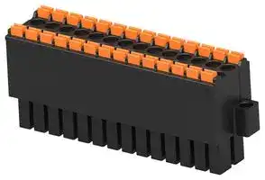 1-2842493-4: Pluggable Terminal Block, w/ Flange, Blk, 3.5 mm, 28 Ways, 24 AWG, 16 AWG, 1.3 mm², Push In